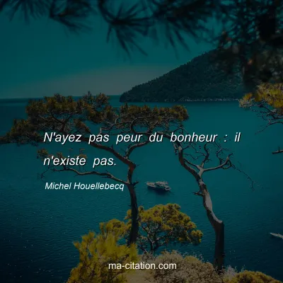 Michel Houellebecq : N'ayez pas peur du bonheur : il n'existe pas.