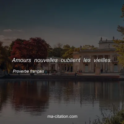 Proverbe franÃ§ais : Amours nouvelles oublient les vieilles.