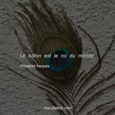 Proverbe franÃ§ais : Le bÃ¢ton est le roi du monde.