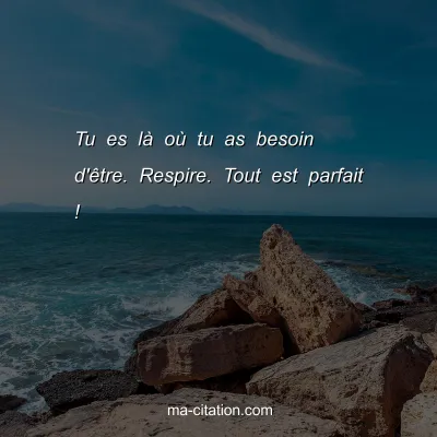 Tu es lÃ  oÃ¹ tu as besoin d'Ãªtre. Respire. Tout est parfait !