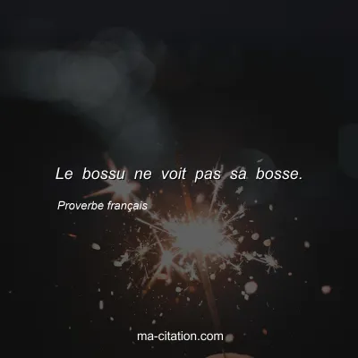 Proverbe franÃ§ais : Le bossu ne voit pas sa bosse.