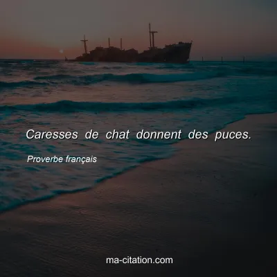 Proverbe franÃ§ais : Caresses de chat donnent des puces.