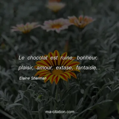 Elaine Sherman : Le chocolat est ruine, bonheur, plaisir, amour, extase, fantaisie...