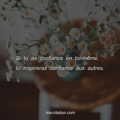 Si tu as confiance en toi-mÃªme, tu inspireras confiance aux autres.