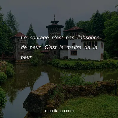 Le courage n'est pas l'absence de peur. C'est le maÃ®tre de la peur.