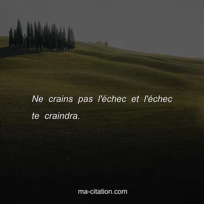 Ne crains pas l'Ã©chec et l'Ã©chec te craindra.