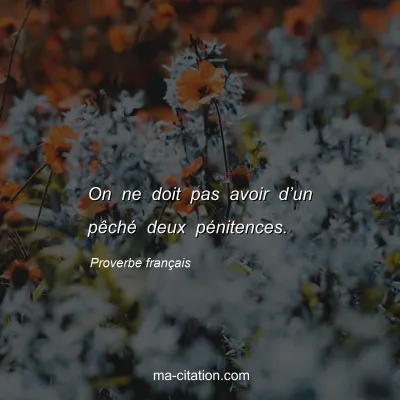 Proverbe franÃ§ais : On ne doit pas avoir dâ€™un pÃªchÃ© deux pÃ©nitences.