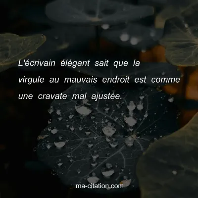 L'Ã©crivain Ã©lÃ©gant sait que la virgule au mauvais endroit est comme une cravate mal ajustÃ©e.