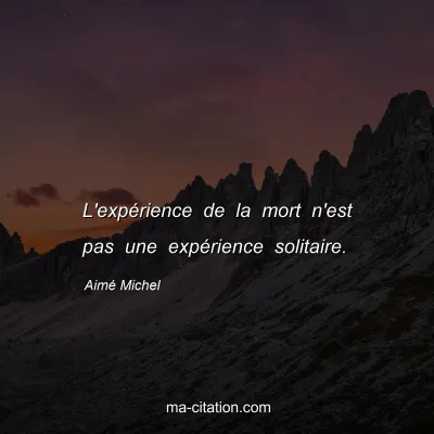 Aimé Michel : L'expérience de la mort n'est pas une expérience solitaire.