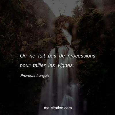 Proverbe franÃ§ais : On ne fait pas de processions pour tailler les vignes.