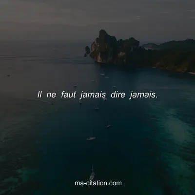 Il ne faut jamais dire jamais.