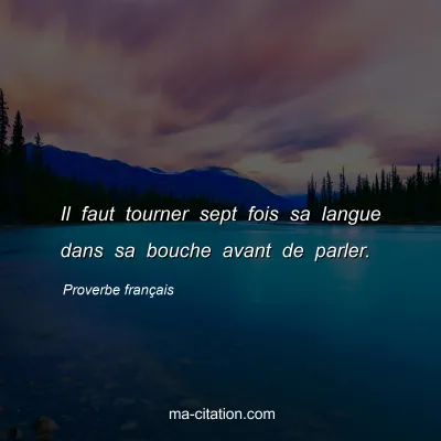 Proverbe franÃ§ais : Il faut tourner sept fois sa langue dans sa bouche avant de parler.