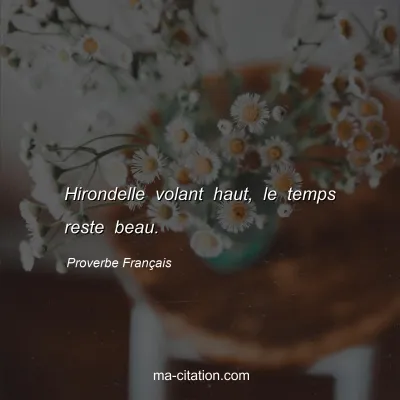 Proverbe Français : Hirondelle volant haut, le temps reste beau.