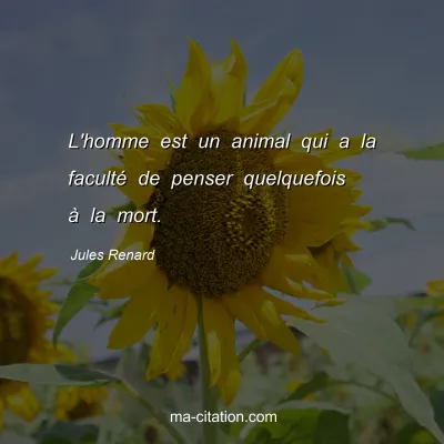 Jules Renard : L'homme est un animal qui a la facultÃ© de penser quelquefois Ã  la mort.