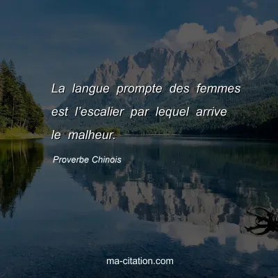 Proverbe Chinois : La langue prompte des femmes est lâ€™escalier par lequel arrive le malheur.