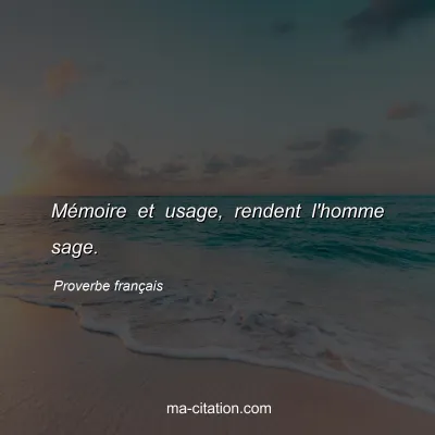 Proverbe franÃ§ais : MÃ©moire et usage, rendent l'homme sage.