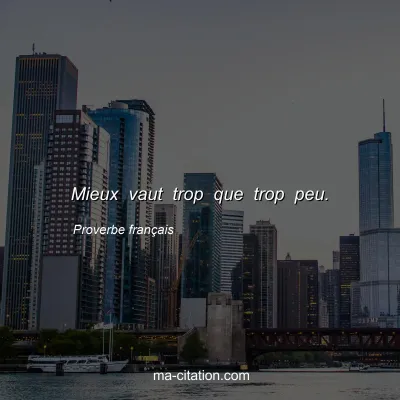 Proverbe franÃ§ais : Mieux vaut trop que trop peu.