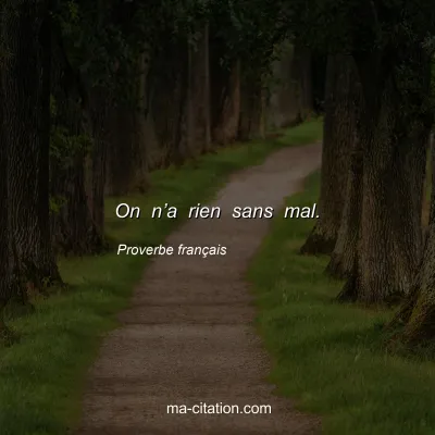 Proverbe franÃ§ais : On nâ€™a rien sans mal.