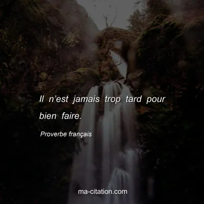 Proverbe franÃ§ais : Il nâ€™est jamais trop tard pour bien faire.