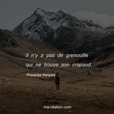 Proverbe franÃ§ais : Il nâ€™y a pas de grenouille qui ne trouve son crapaud.