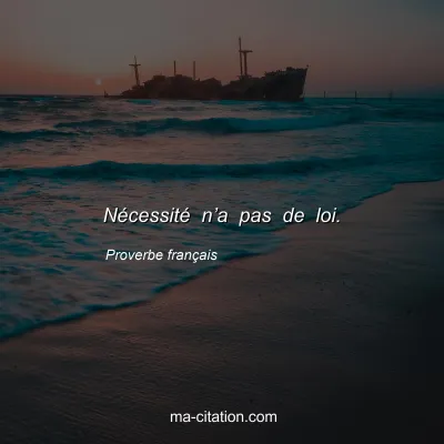 Proverbe franÃ§ais : NÃ©cessitÃ© nâ€™a pas de loi.