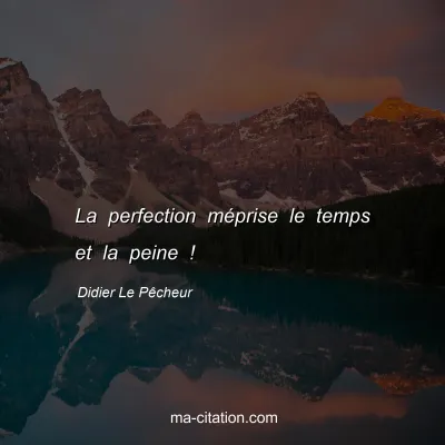 Didier Le Pêcheur : La perfection méprise le temps et la peine !