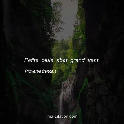 Proverbe franÃ§ais : Petite pluie abat grand vent.