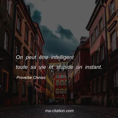 Proverbe Chinois : On peut Ãªtre intelligent toute sa vie et stupide un instant.