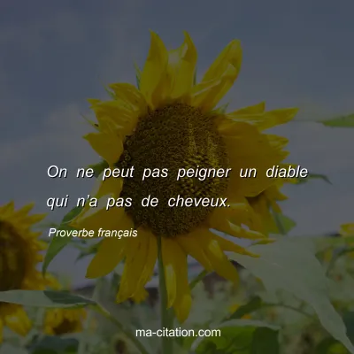 Proverbe franÃ§ais : On ne peut pas peigner un diable qui nâ€™a pas de cheveux.