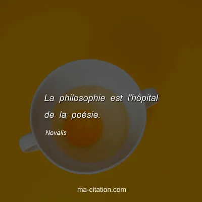 Novalis : La philosophie est l'hÃ´pital de la poÃ©sie.