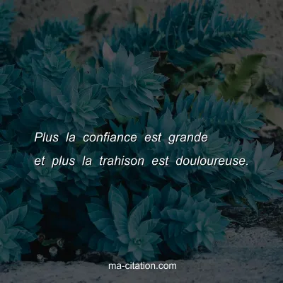 Plus la confiance est grande et plus la trahison est douloureuse.