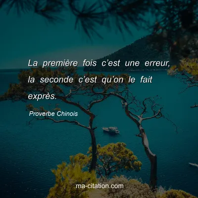 Proverbe Chinois : La premiÃ¨re fois câ€™est une erreur, la seconde câ€™est quâ€™on le fait exprÃ¨s.