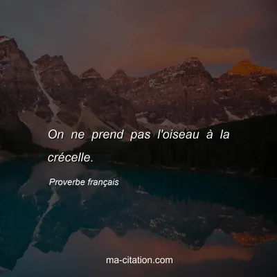 Proverbe franÃ§ais : On ne prend pas l'oiseau Ã  la crÃ©celle.