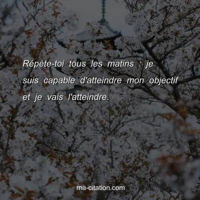 RÃ©pÃ¨te-toi tous les matins : je suis capable d'atteindre mon objectif et je vais l'atteindre.