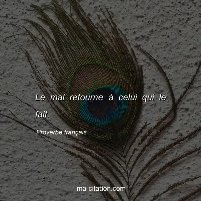 Proverbe franÃ§ais : Le mal retourne Ã  celui qui le fait.