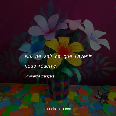 Proverbe franÃ§ais : Nul ne sait ce que lâ€™avenir nous rÃ©serve.