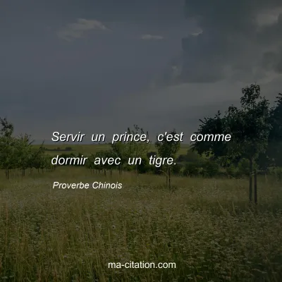 Proverbe Chinois : Servir un prince, c'est comme dormir avec un tigre.