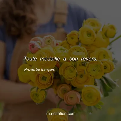 Proverbe franÃ§ais : Toute mÃ©daille a son revers.