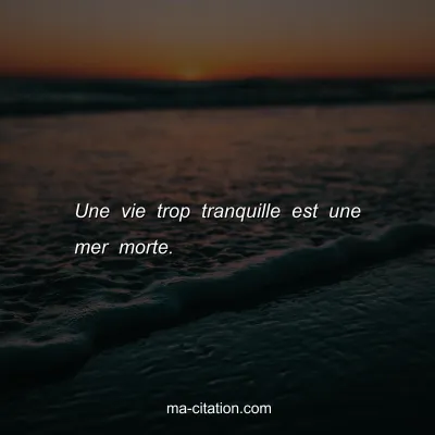 Une vie trop tranquille est une mer morte.