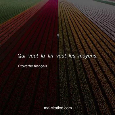 Proverbe franÃ§ais : Qui veut la fin veut les moyens.